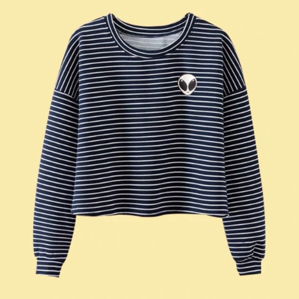 Kokopie Y2K striped alien long sleeve top
